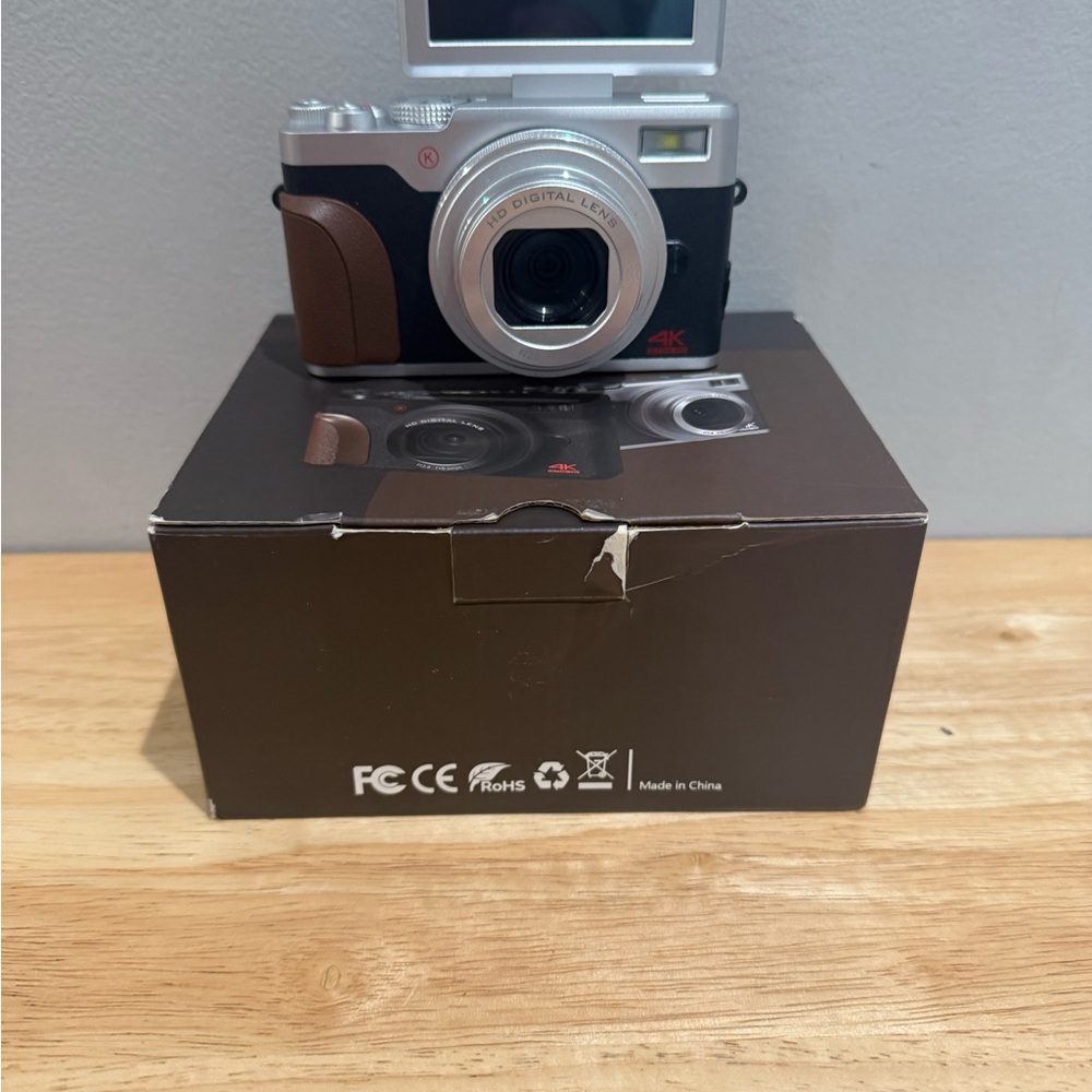 Digital Camera with Flip Screen - Silver and Brown